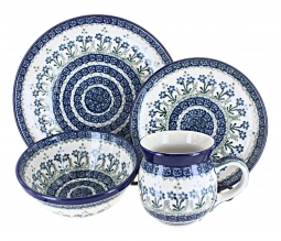 Blue Posy 4 Piece Place Setting - Service for 1